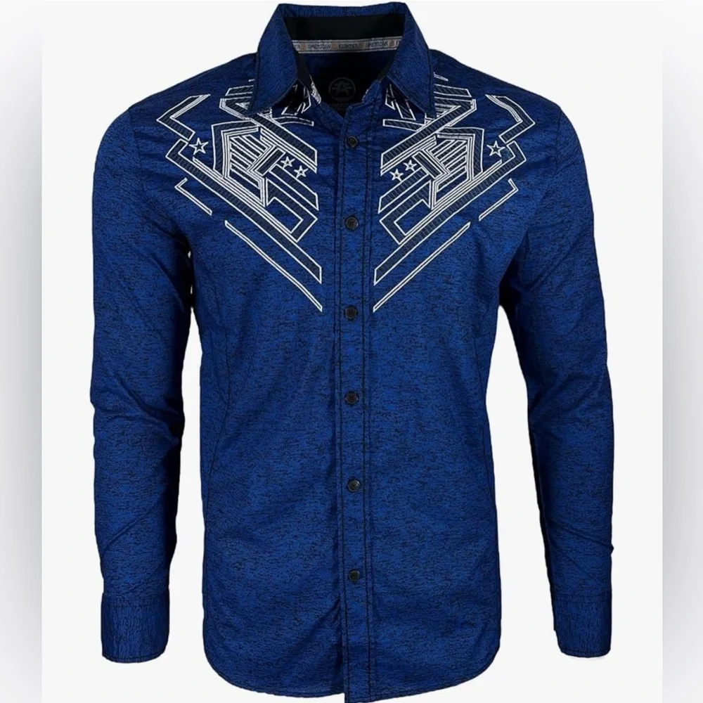 American Fighter Navy Graphic Men's Button Down Shirt Men’s XL - Picture 2 of 5
